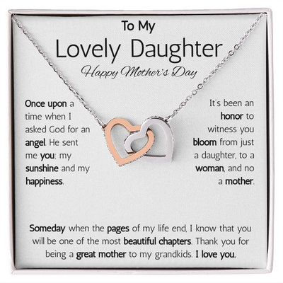 Interlocking Hearts Necklace - To My Lovely Daughter Happy Mother's Day