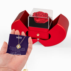 Love Knot Necklace with Red Heart Rose Box - To My Mom